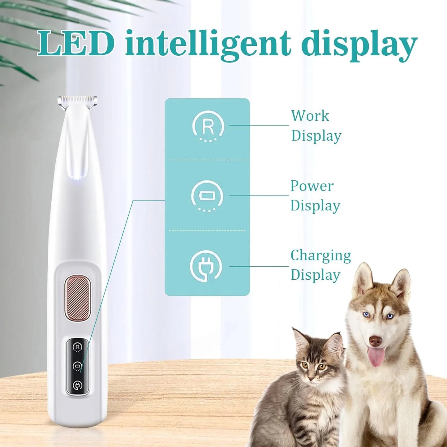 Cat Dog Paw Trimmer Rechargeable Pet Grooming Clippers with LED Light 18mm Precision Blade Low Noise for Paws Eyes Ears Face