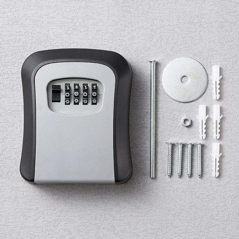 Home Key Lock Box Wall-mounted 4-digit Password Security Lock Key Storage Waterproof Storage Box for Home Office Key Storage