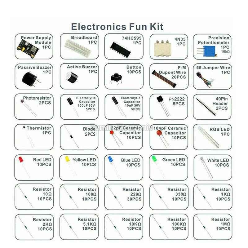 830 Hole Breadboard Kit for UNO R3 Component Kits Starter Kit MB-102 Jumper Caps Resistors LEDs Punchdowns Dupont Wire 2222