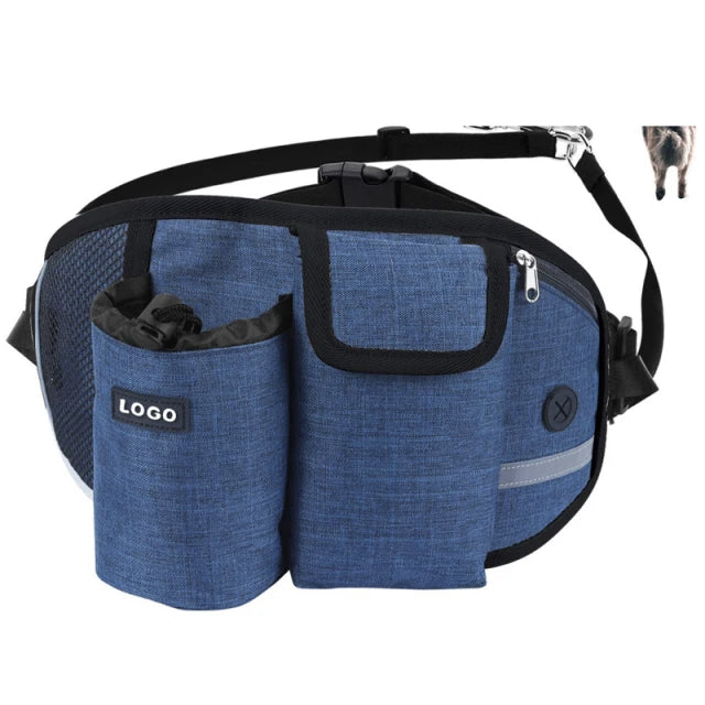 Pet Dog Training Waist Bag Dogs Treat Bag Hands-free Sports Multifunction Outdoor Walk Dog Leash Reflective Waterproof Nylon