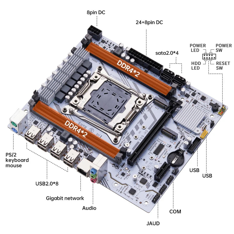 QIYIDA X99 Motherboard Set Kit LGA2011-3 Xeon E5 2680 V4 DDR4 16GB(2x8gb) PC4 SATA PCI16x3.0 NVME M.2 Gaming Computer