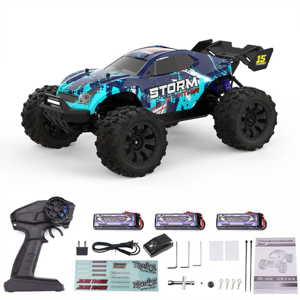 JIUSI MT14R 1/14 RC Racing Car 3S 35C 2200mAh 80km/h Brushless Motor 2.4G Remote Control 4WD Off-road RC Trucks Toys