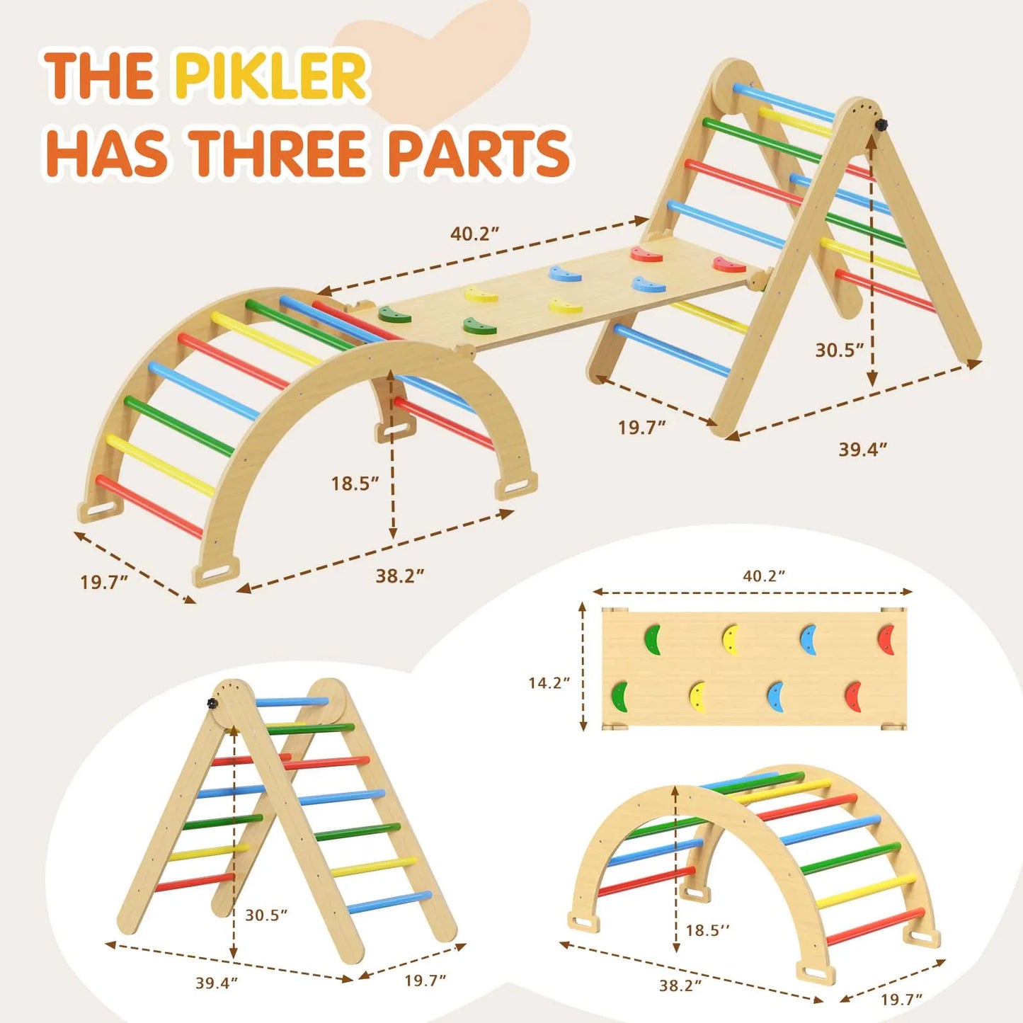 5 in 1 Piller Triangle Set-Rainbow
