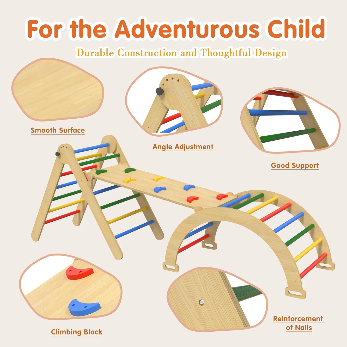 5 in 1 Piller Triangle Set-Rainbow