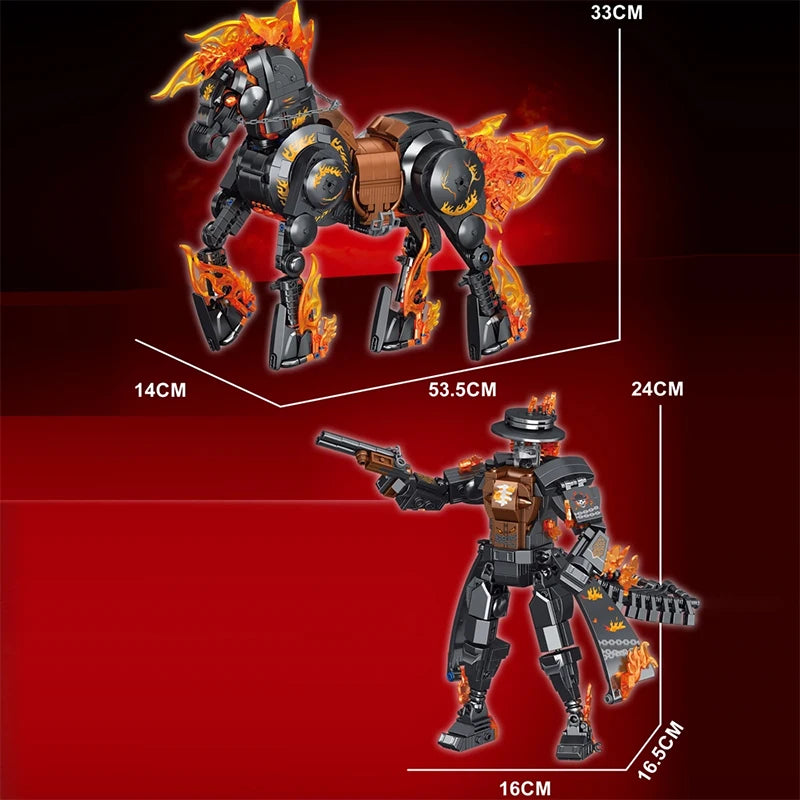 Creativity Ghost Rider Building Blocks Mech Warhorse Action Figure Model Bricks Assembly DIY Toys for Children Birthday Gift Set