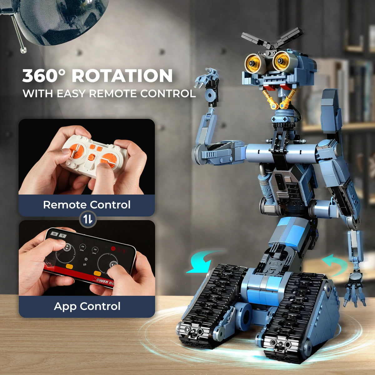 1176 Pieces Johnny 5 Robot Building Blocks Set with Remote Control - Rechargeable,Boys and Girls Gift for Halloween & Chirstmas