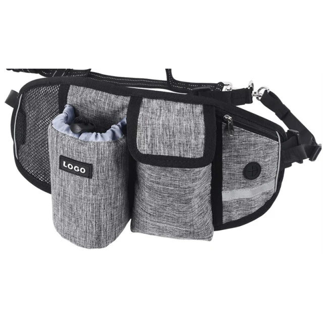 Pet Dog Training Waist Bag Dogs Treat Bag Hands-free Sports Multifunction Outdoor Walk Dog Leash Reflective Waterproof Nylon
