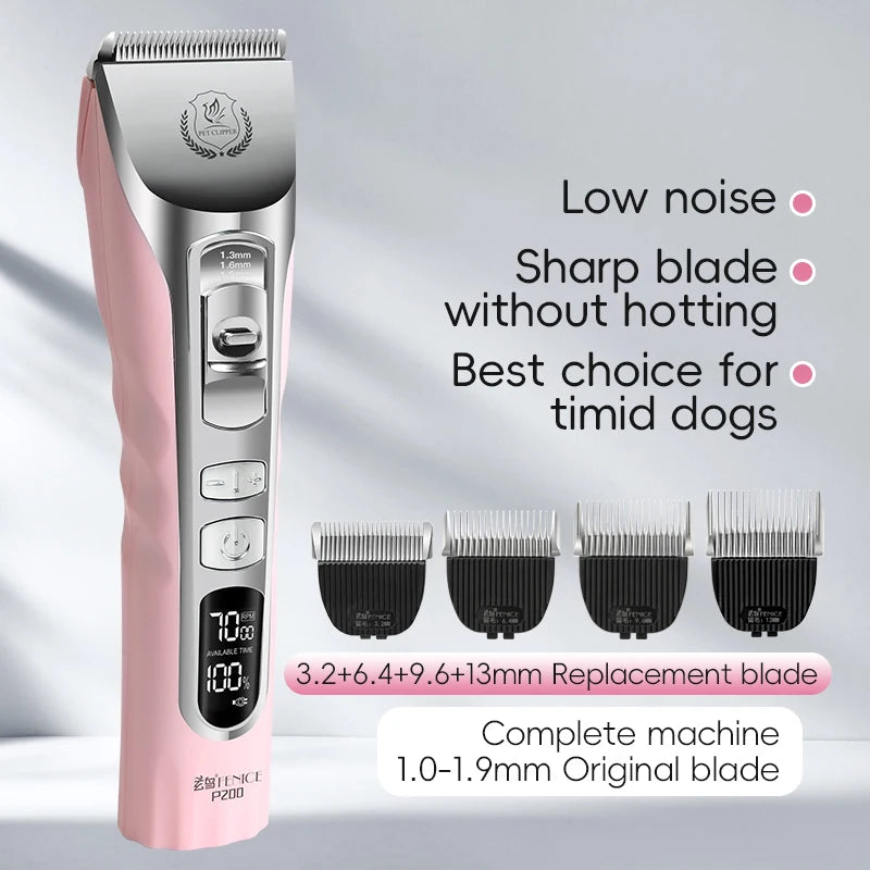 Fenice New Upgrade 5000mA Capacity Cordless LCD Screen Pets Dog Grooming Clippers Rechargeable Haircut Shaver for Trimming Salon