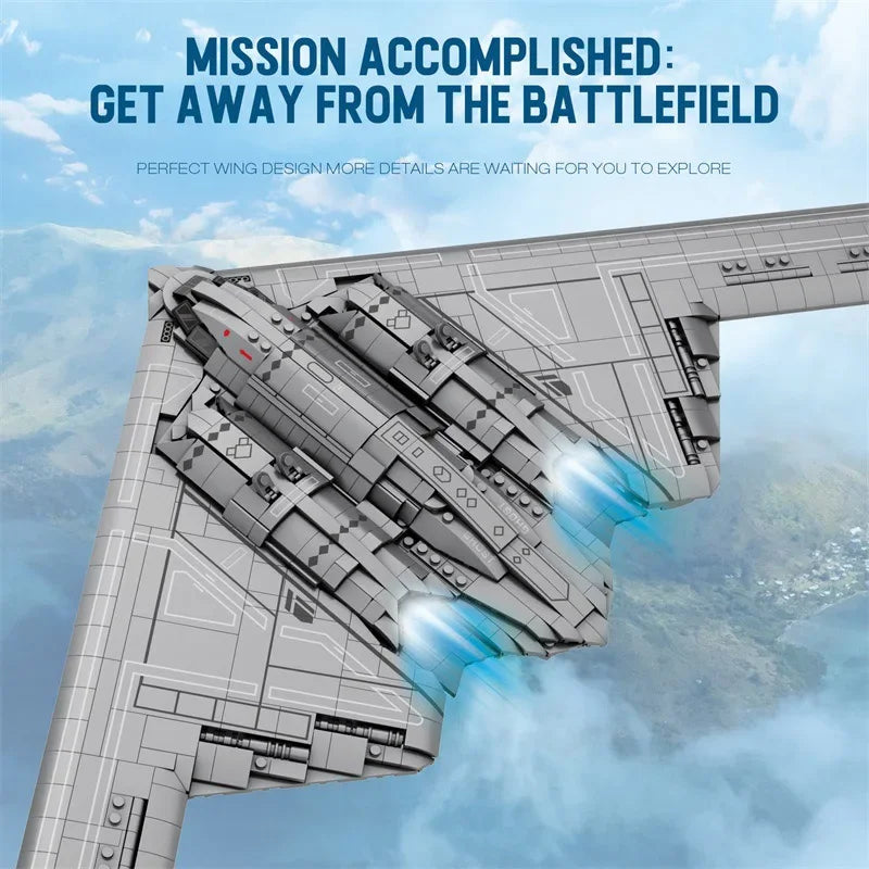 2063PCS B2 Military Stealth and Strategic Bomber Building Blocks Fighter Model with Missile Bomb Brick Toys for Boy Adult Gift