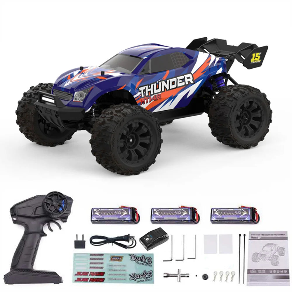 JIUSI MT14R 1/14 RC Racing Car 3S 35C 2200mAh 80km/h Brushless Motor 2.4G Remote Control 4WD   Off-road RC Trucks Toys