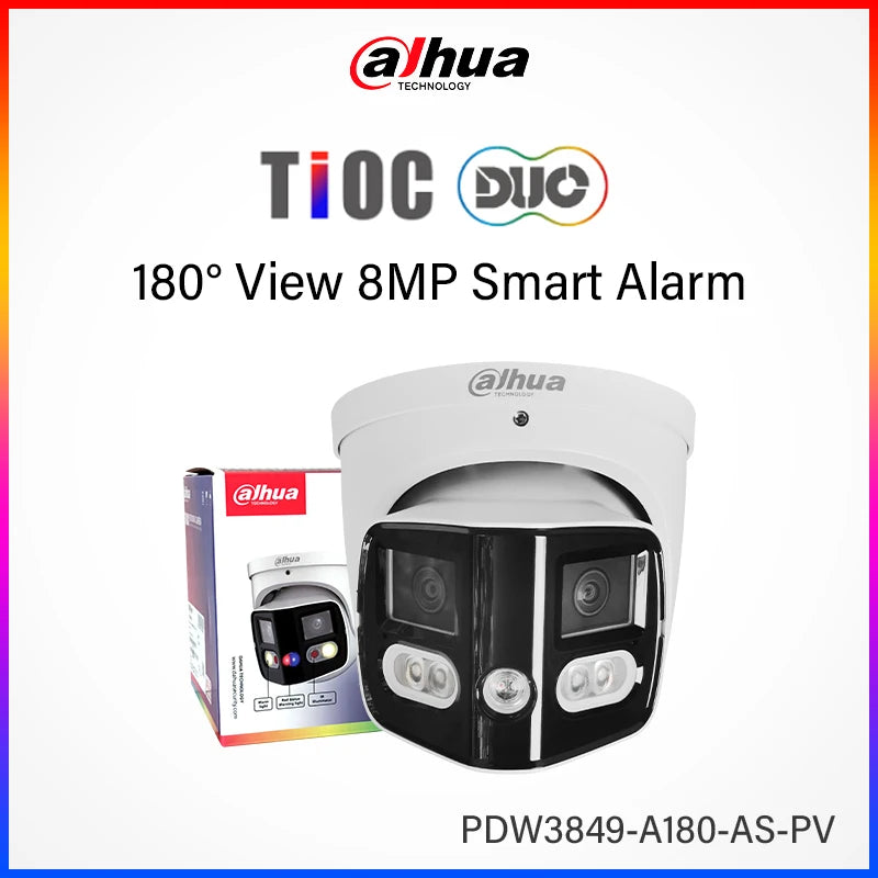 Dahua Original PDW3849-A180-AS-PV 8MP 180° IP Camera Red & Blue Warning Lights Alarm Sounds Two-way Audio EPTZ Smart Dual Light