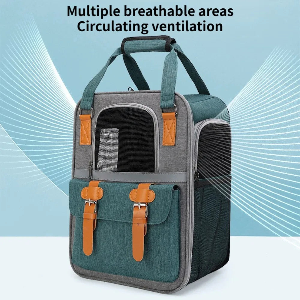 Wear-resistant Cat Backpack Pet Carrier Double Shoulder Bag for Outdoor Travel Portable Pet Bag