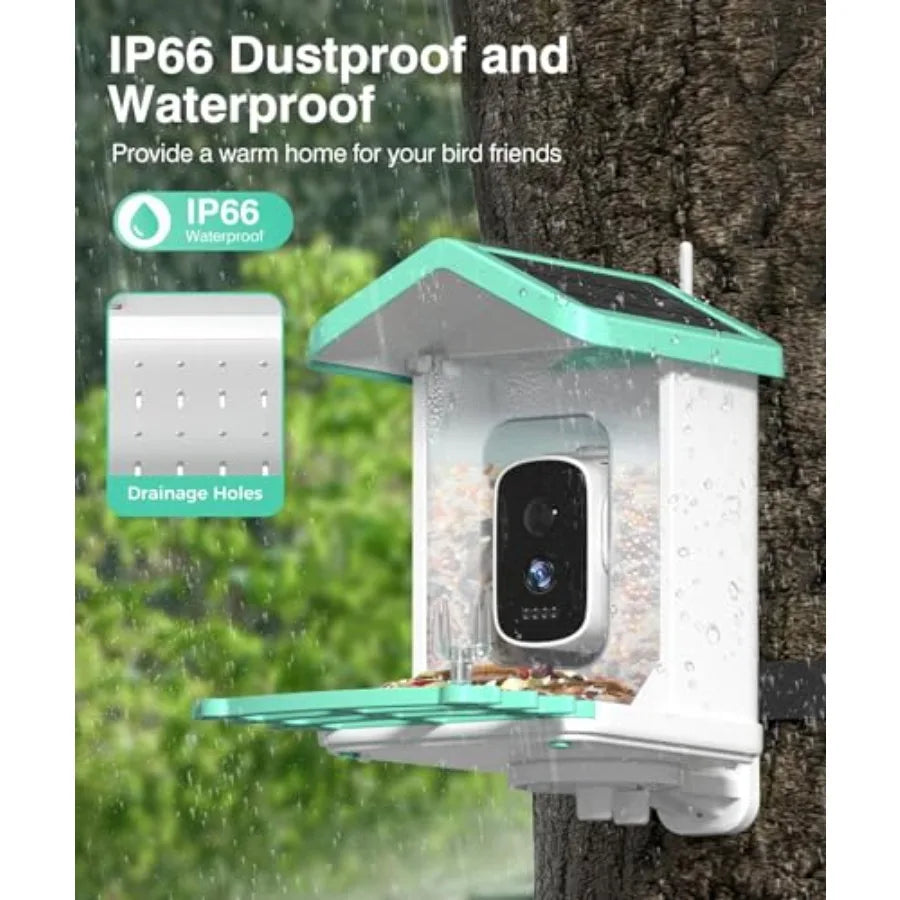 Bird Feeder with Camera 4K HD AI Birds Species Identification Cam Smart Bird Camera with Solar Powered Auto Capture and Instant