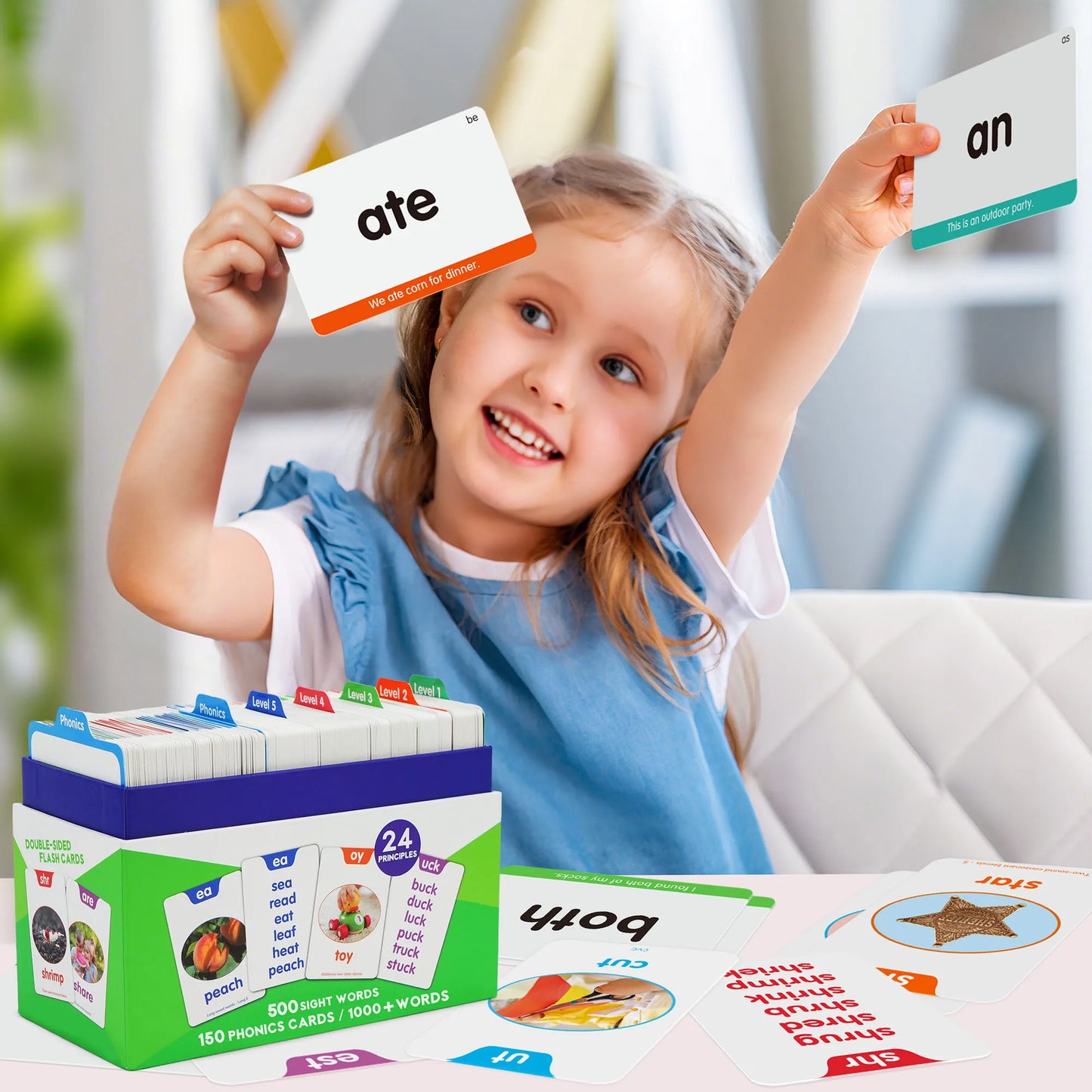 650 Sight Words & Phonics Flash Cards, Learn to Read CVC, Blends, Long Vowel Sounds, Dolch & Fry High Frequency Site Words