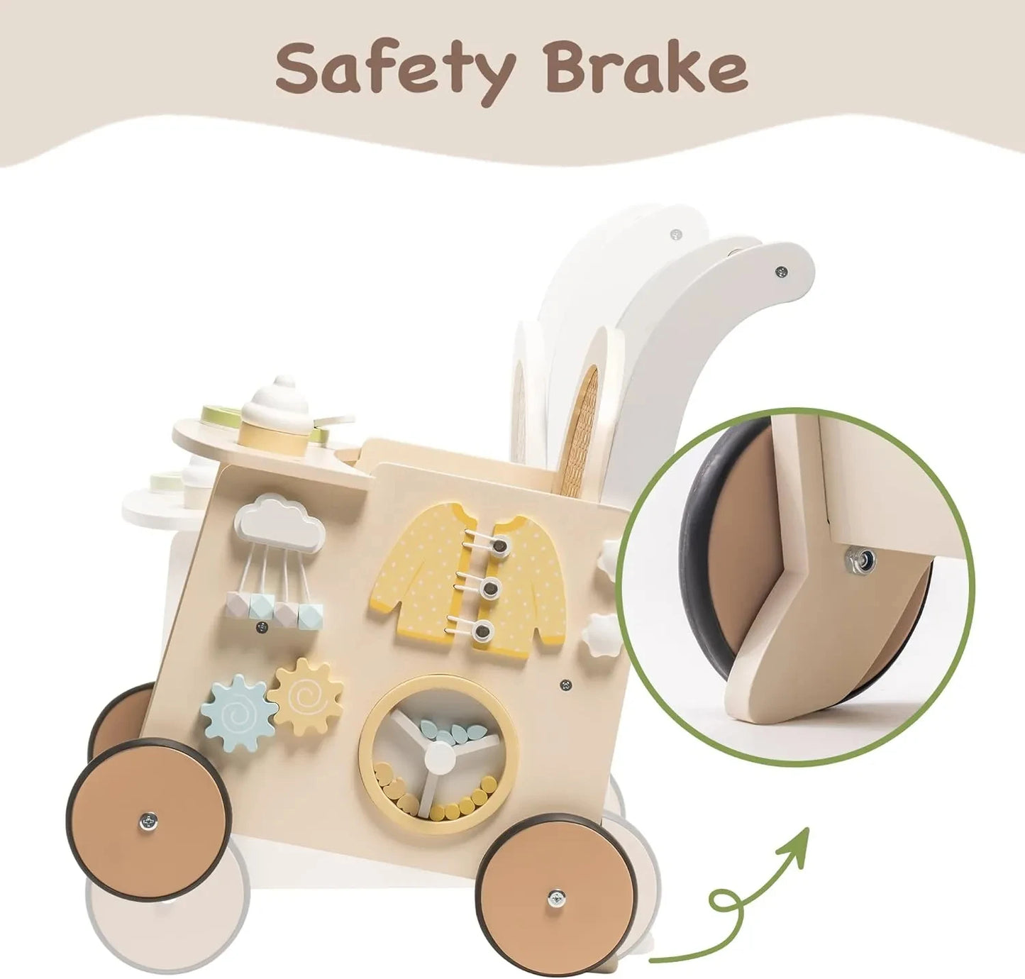 Robud Rattan Wooden Baby Push Walker Montessori Push Walker Natural Sustainable Choice for First Steps Motor Skills Toddlers