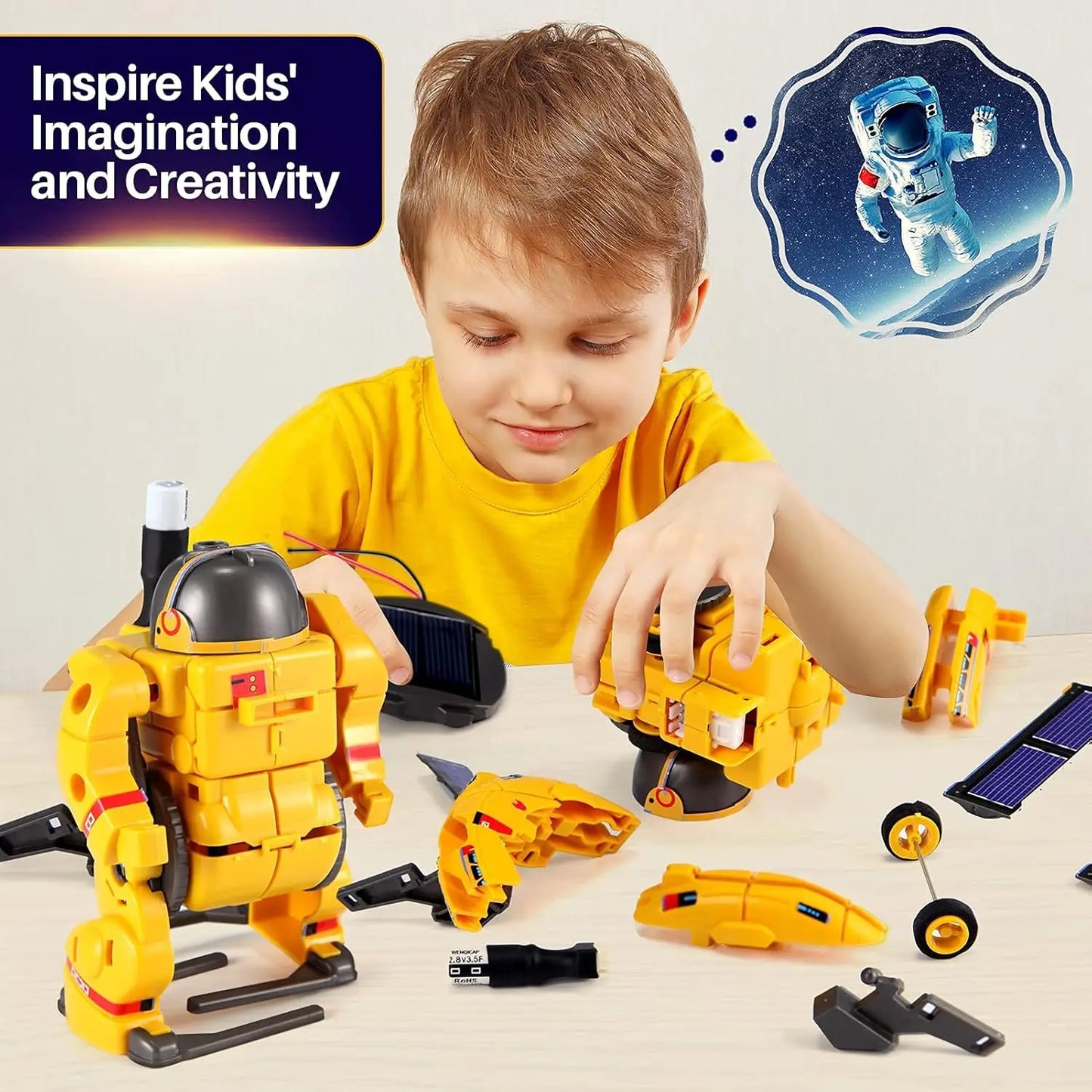 STEM Solar Robot Building Kit for Kids Ages 8-14, 120Pcs Science Experiments Educational Toys Gift