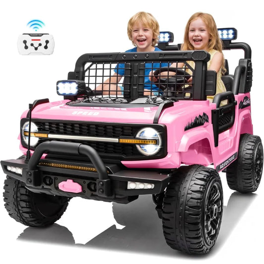24V 800W 2 Seater Kids Ride On Truck Off-Road Electric Vehicle with Parent Remote Control, 2-5MPH Ride On Car with Bluetooth Music LED Lights Shock Absorbers, Max Load 110Lbs Kids Toy Gift for Girls Boys