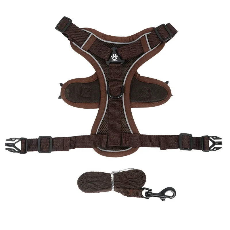No Pull Dog Harness and Leash Set Adjustable Pet Harness Vest for Small Dogs Cats Reflective Dog Chest Strap Lead Walking
