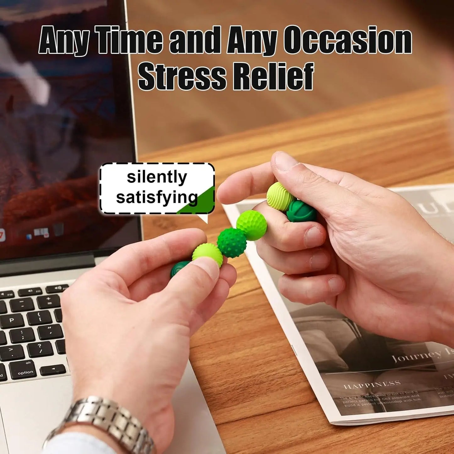 Silicone Magnetic Balls, 6-Pack Fidget Toys for Stress Relief, Sensory Fun Gift in Green