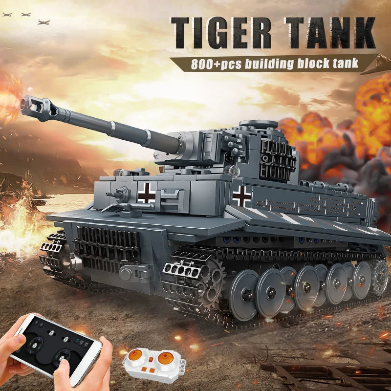 Mould King 20014 Technical Tank Toys The Remote Control Tiger Tank Building Block Assembly Tank Brick Set Kids Christmas Gift