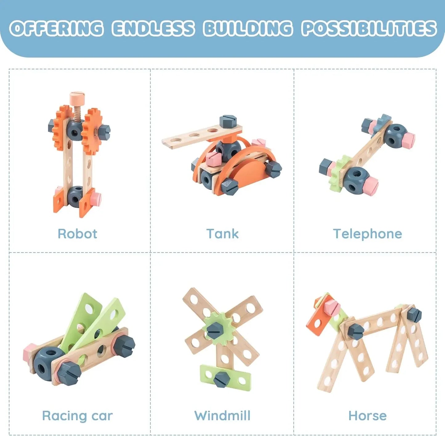 Robotime Robud Kids Tool Bench Set Large Wooden Work Bench Construction Toys Workshop Kid Toys Tool Set  for Boys Girls  3 +