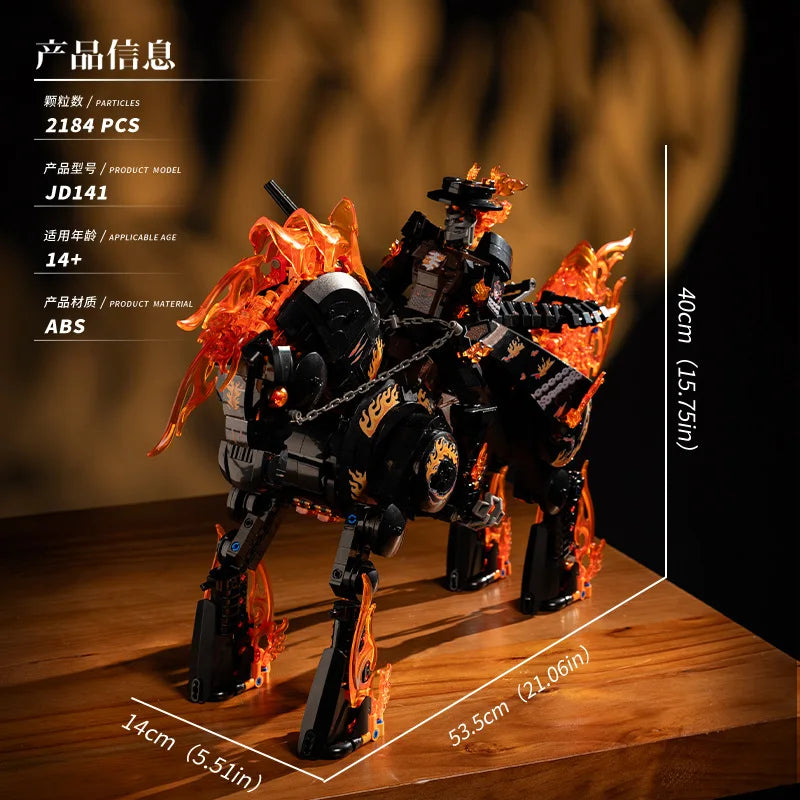 Creativity Ghost Rider Building Blocks Mech Warhorse Action Figure Model Bricks Assembly DIY Toys for Children Birthday Gift Set