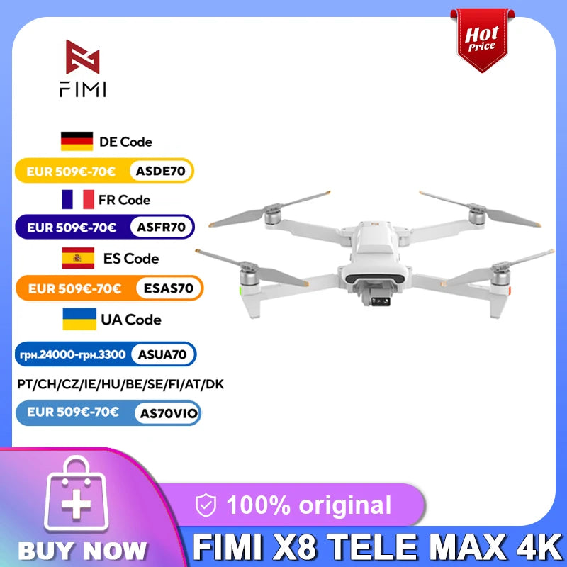 FIMI X8 TELE MAX Drone 4K Professional HDR 48MP 3-Axis Gimbal Camera Drone Professional GPS 20KM RC Quadcopter 2025