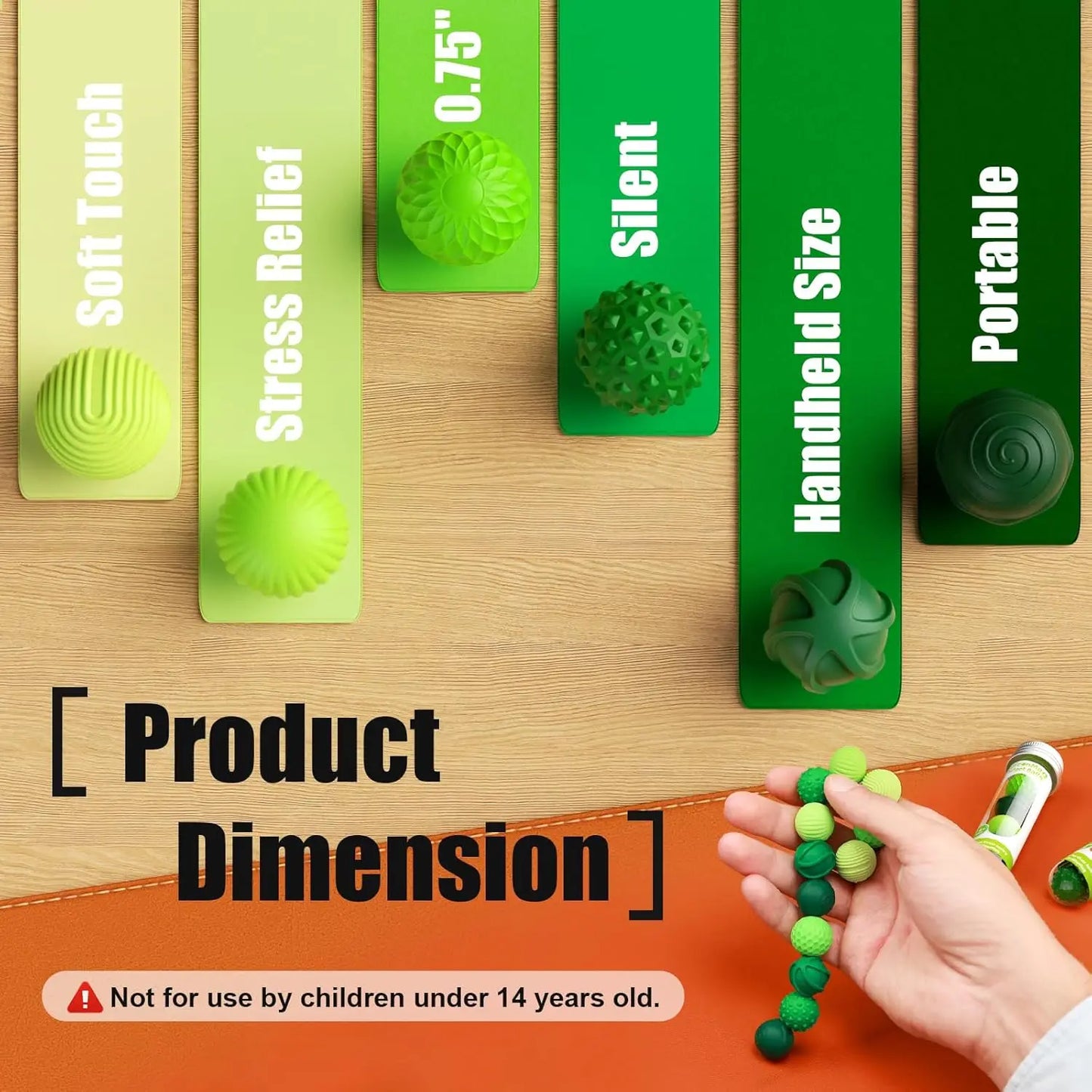 Silicone Magnetic Balls, 6-Pack Fidget Toys for Stress Relief, Sensory Fun Gift in Green