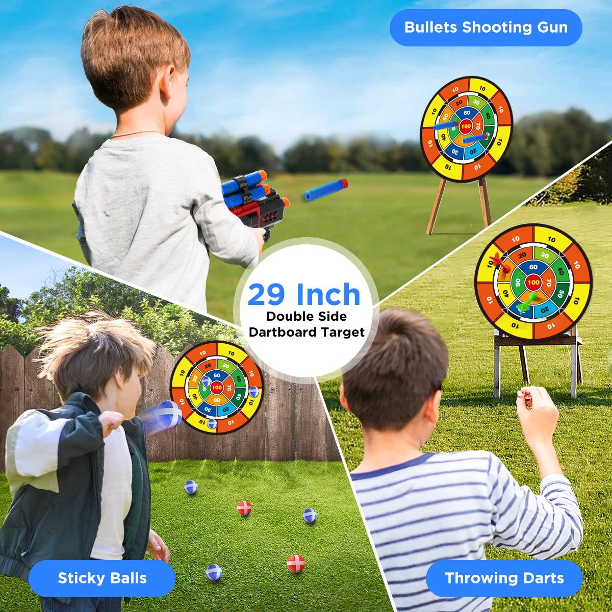 VATOS Bow Arrow With Guns Toy For Boys Girls Outdoor Indoor Game Archery Stand Target Dart Board Toys Gift For Kids