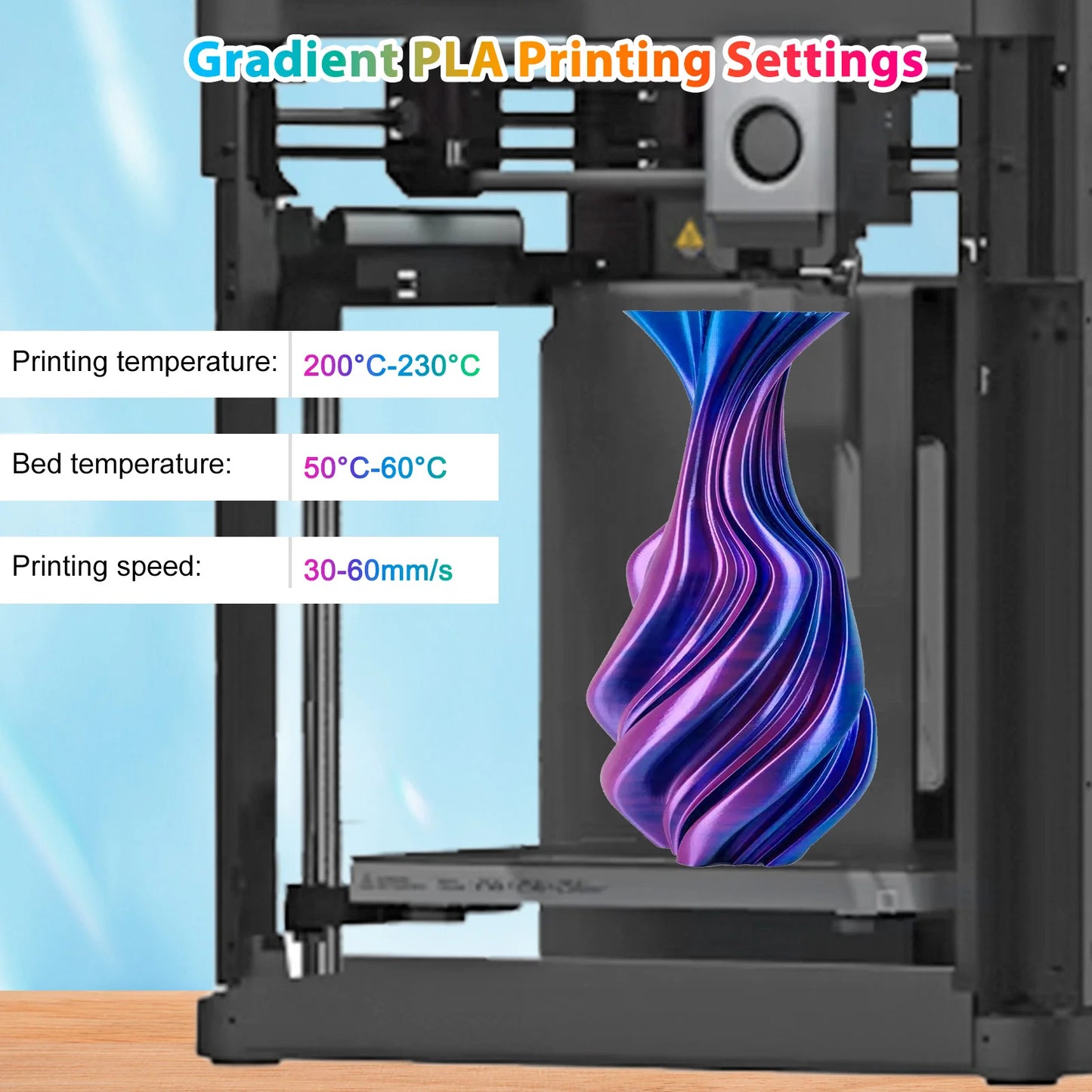 PLA Filament 1.75mm Dual Color Blue Purple, 3D Printer Filament , 250g Spool(0.55lbs) Fits for Most FDM 3D Printers