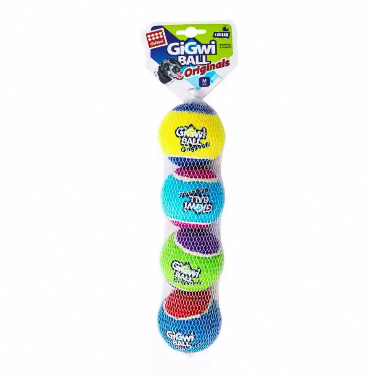 OUZEY 4Pcs/Set Pets Dog Squeaky Tennis Ball Toys Bite Resistant High Bounce Sound Rubber Ball for Small Medium Dogs Training Toy