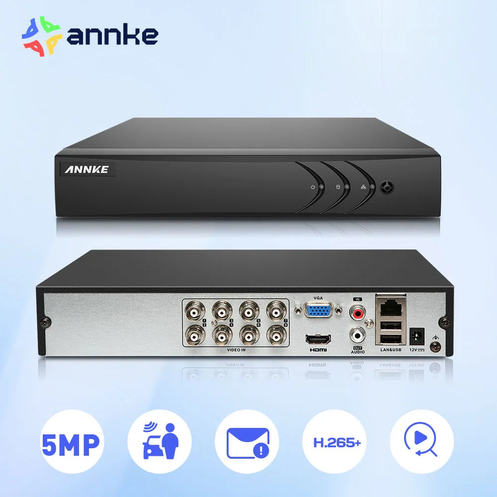 ANNKE 5MP Lite 8CH HD Video Surveillance DVR For 2MP 3MP IP CCTV Cameras 5IN1 H.265+ Digital Recorder PIR Motion Detection DVR