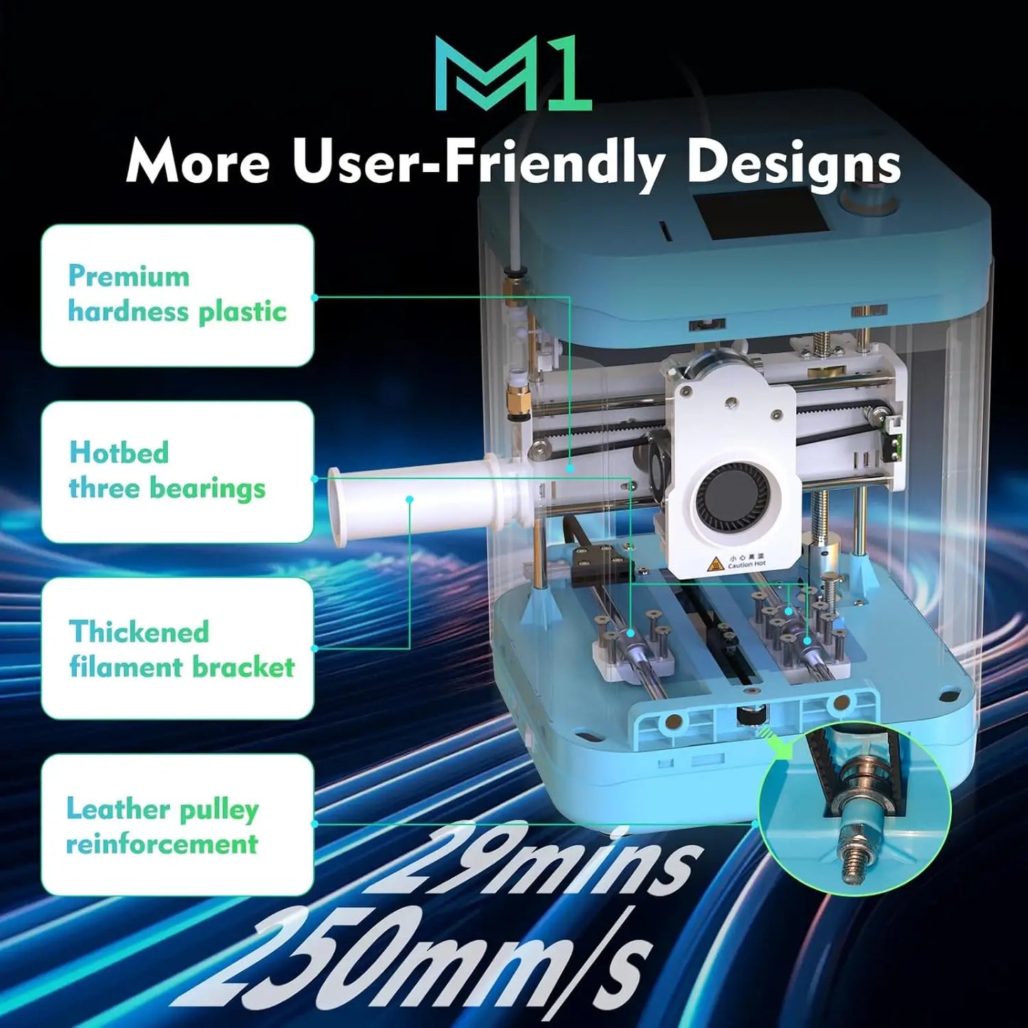 Geeetech M1 3D Printer for Kids and Beginners, Mini 3D Printers with Auto Leveling,High Speed and Fully Open Source