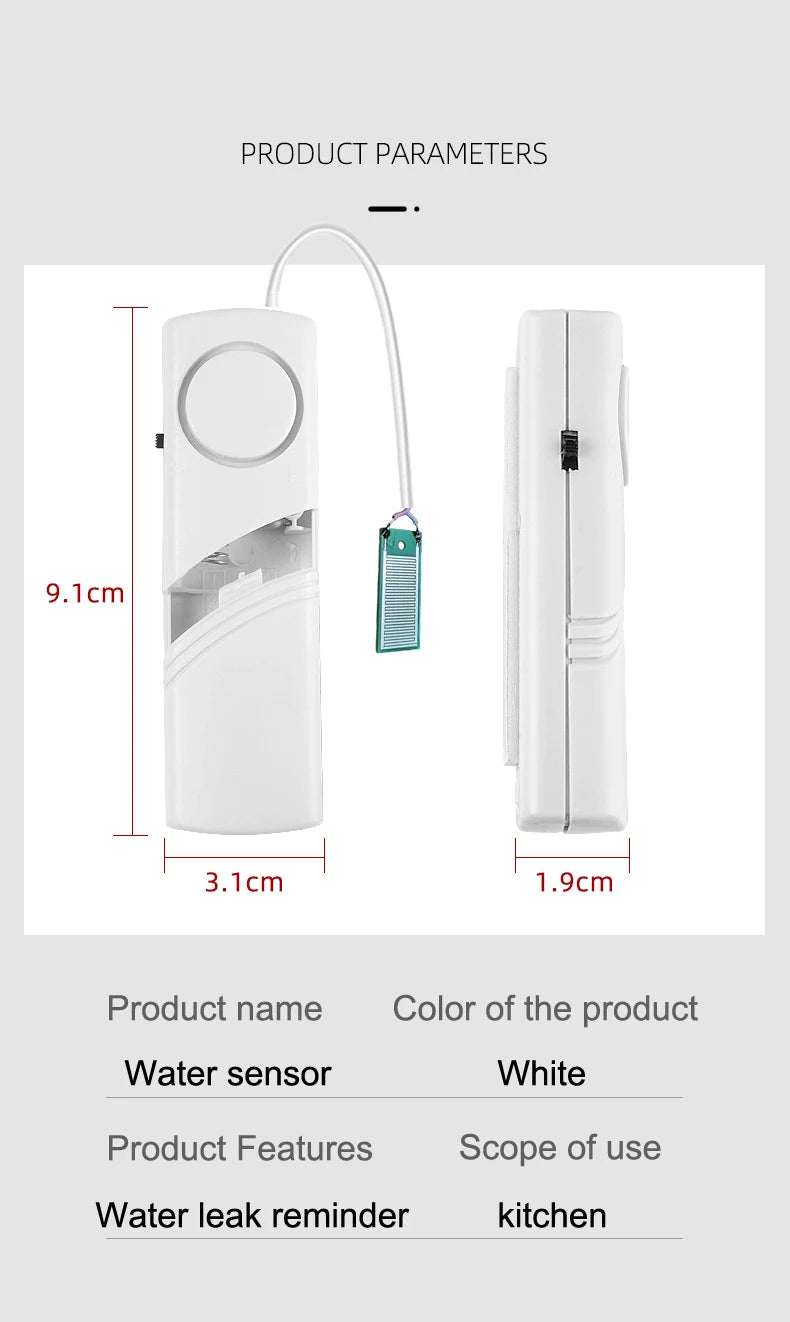 Home Water Leak Sensor Sound Alarm independent Leak Leakage Detector Water Level Flood Overflow Warning Detection Security Alarm