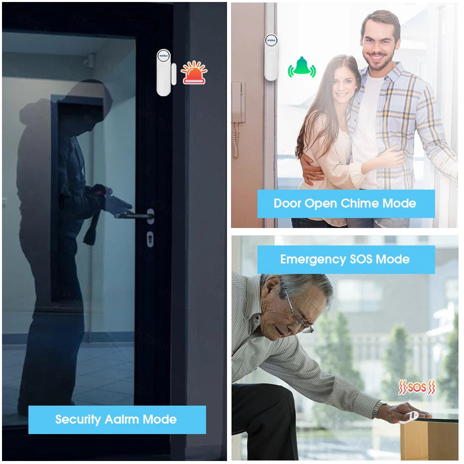 KERUI 120db Wireless Door Window Sensor Alarm with Remote Control 300ft Anti-theft Alarm System Home Security