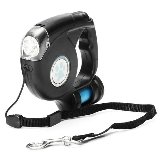Pet Leash, Dog Automatic Retractable Leash with Light, Three-in-one Automatic Leash Outdoor Dog Walking Leash
