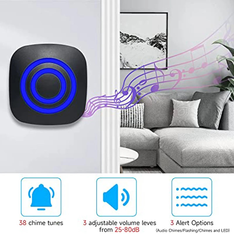 Home Security Motion Sensor Alarm Outdoor 38 Chime Infrared Weather Resistant Waterproof Doorbell Wireless Driveway Alert