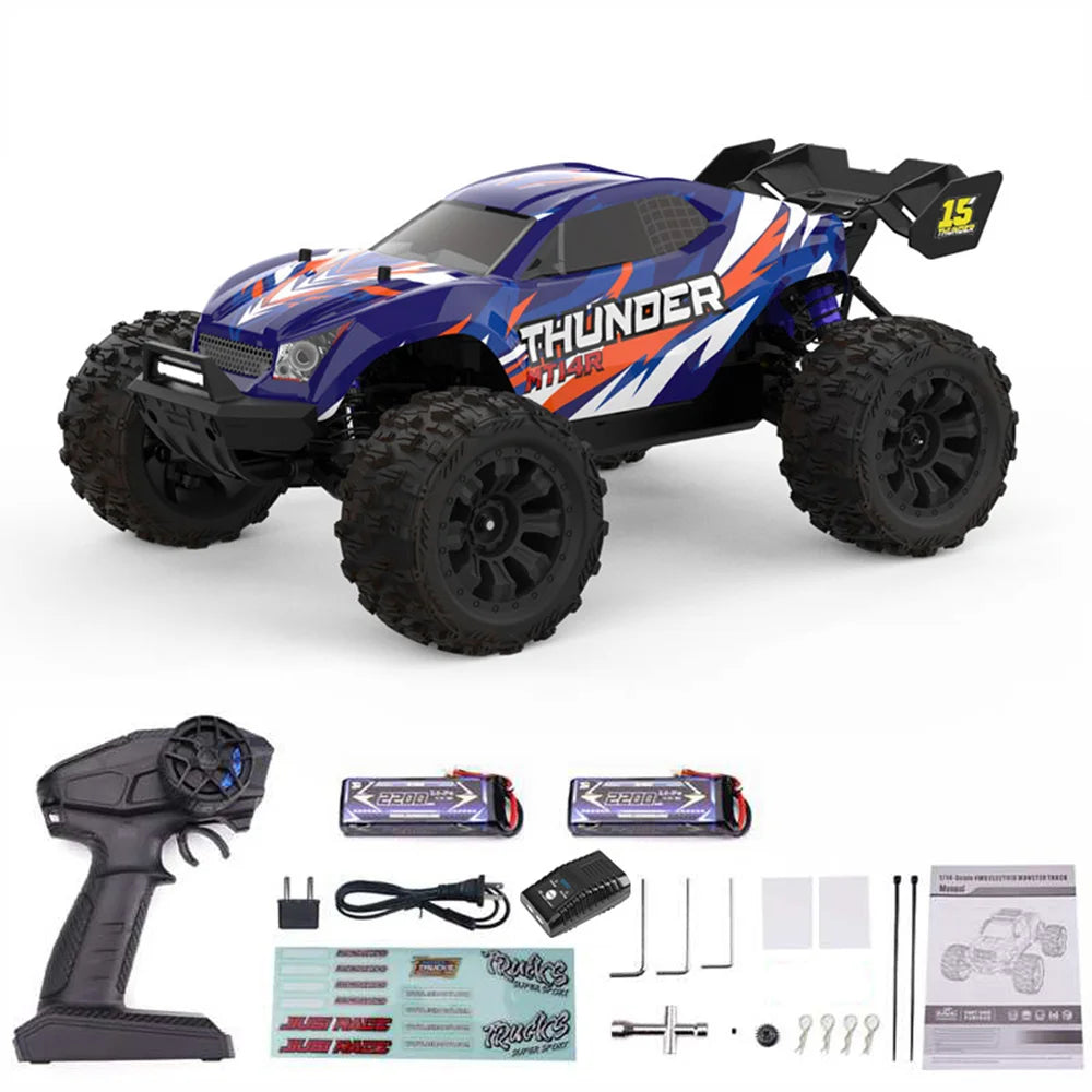JIUSI MT14R 1/14 RC Racing Car 3S 35C 2200mAh 80km/h Brushless Motor 2.4G Remote Control 4WD   Off-road RC Trucks Toys