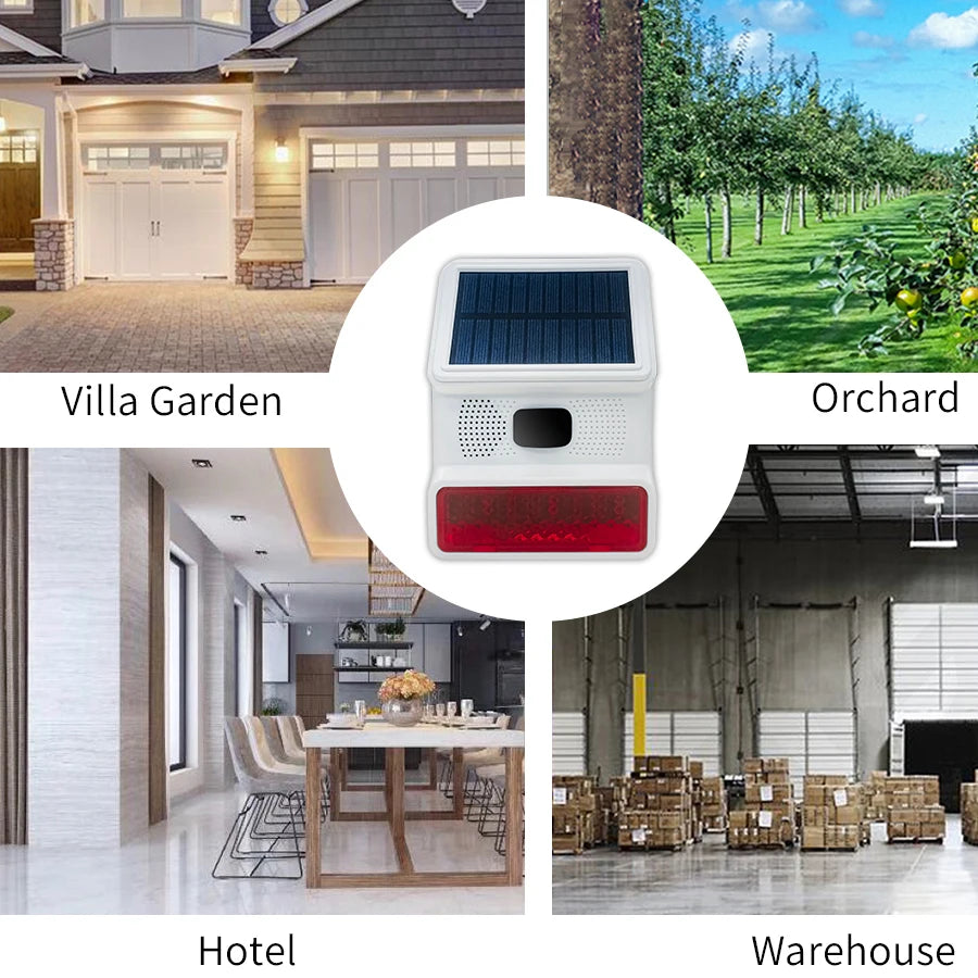 Home alarm 433MHZ Wireless Solar SIren Sound Light Flash Alarm Outdoor Alarm Horn for PGST GSM Home Security Alarm System