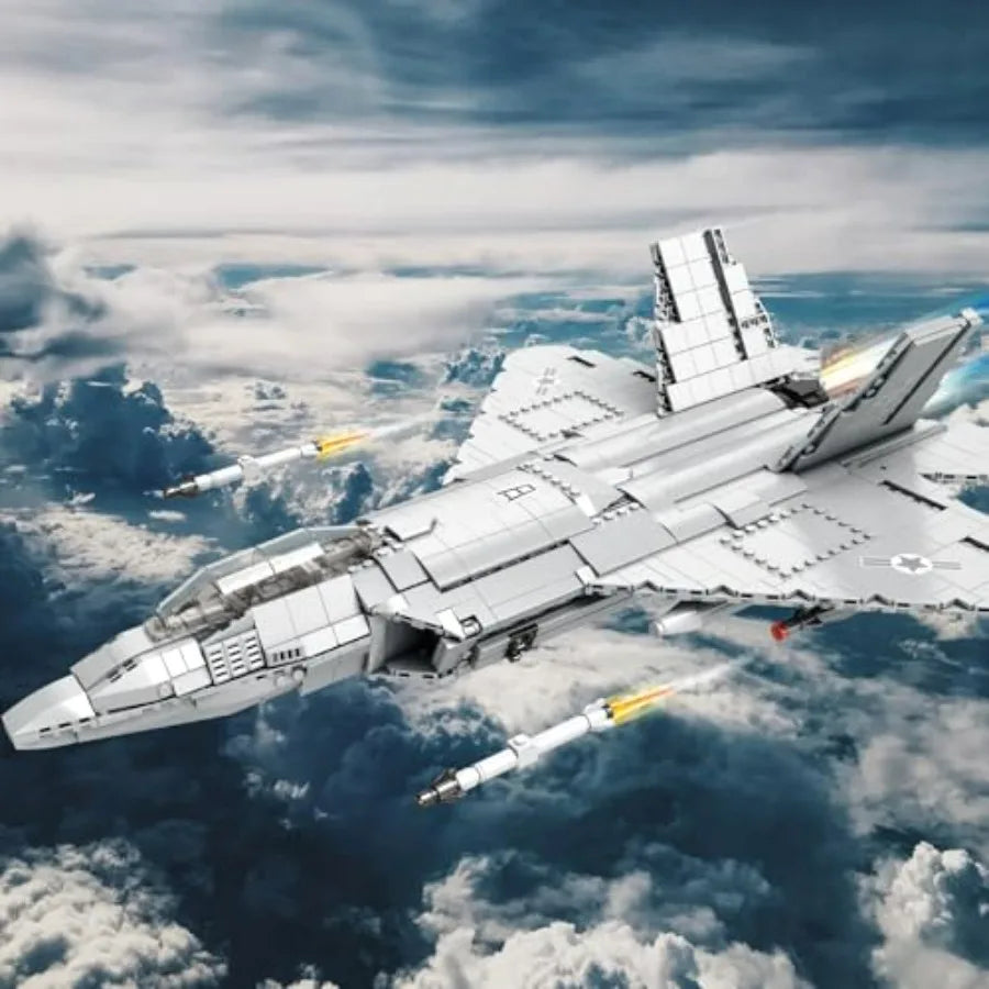 JMBricklayer F-22 Raptor Fighter Jet Building Block Set 1837PCS Military Airplane Toy in Gray and Black for 14+ Adults and Mili