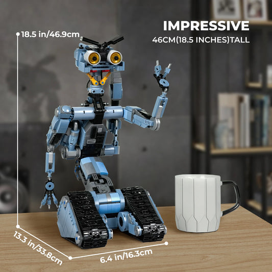 1176 Pieces Johnny 5 Robot Building Blocks Set with Remote Control - Rechargeable,Boys and Girls Gift for Halloween & Chirstmas