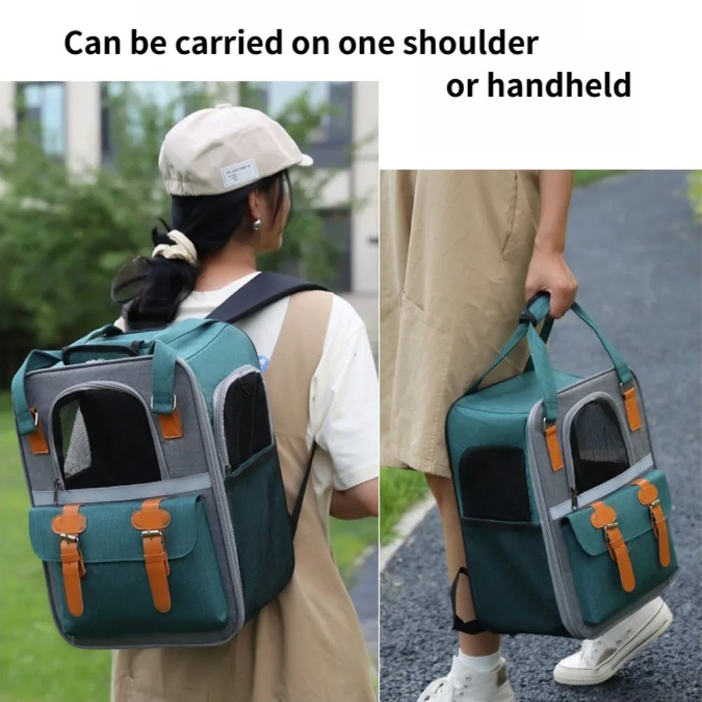 Wear-resistant Cat Backpack Pet Carrier Double Shoulder Bag for Outdoor Travel Portable Pet Bag