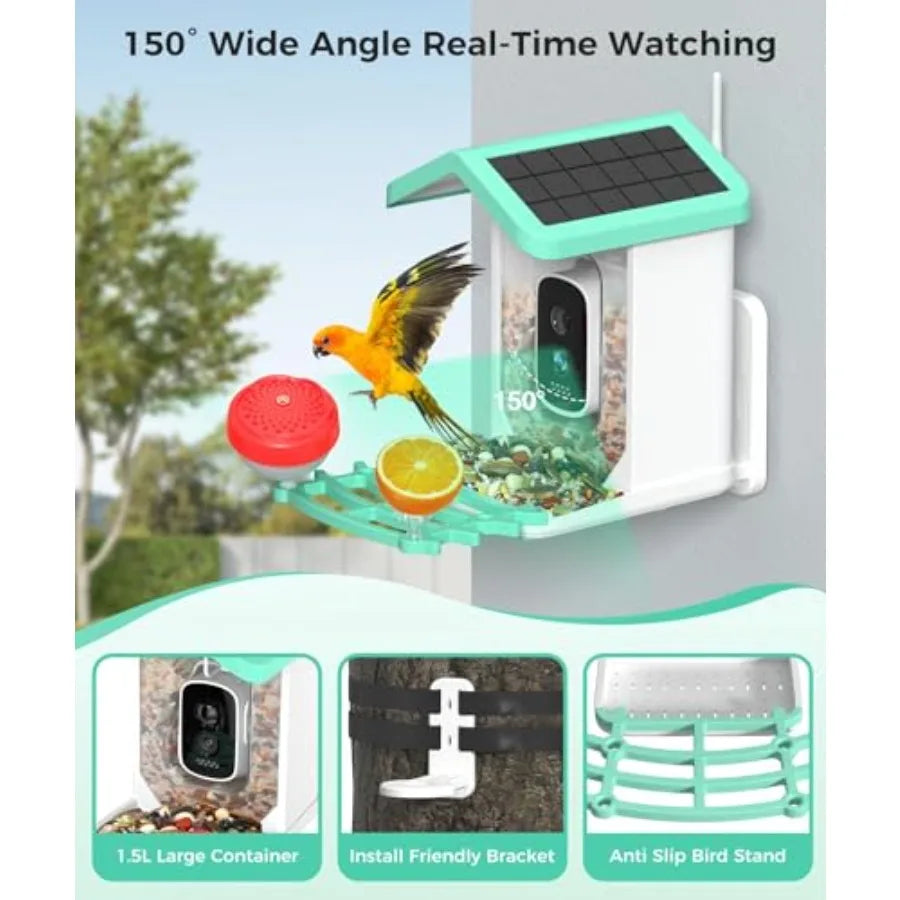 Bird Feeder with Camera 4K HD AI Birds Species Identification Cam Smart Bird Camera with Solar Powered Auto Capture and Instant