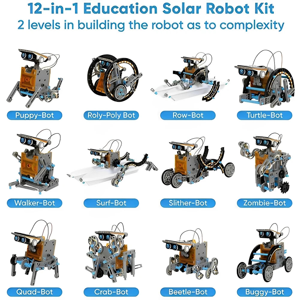 STEM 13 in 1 Solar Powered Robot Science Kit DIY Building Blocks Gift for Kids Electronic DIY Creative Educational Assembly Toys