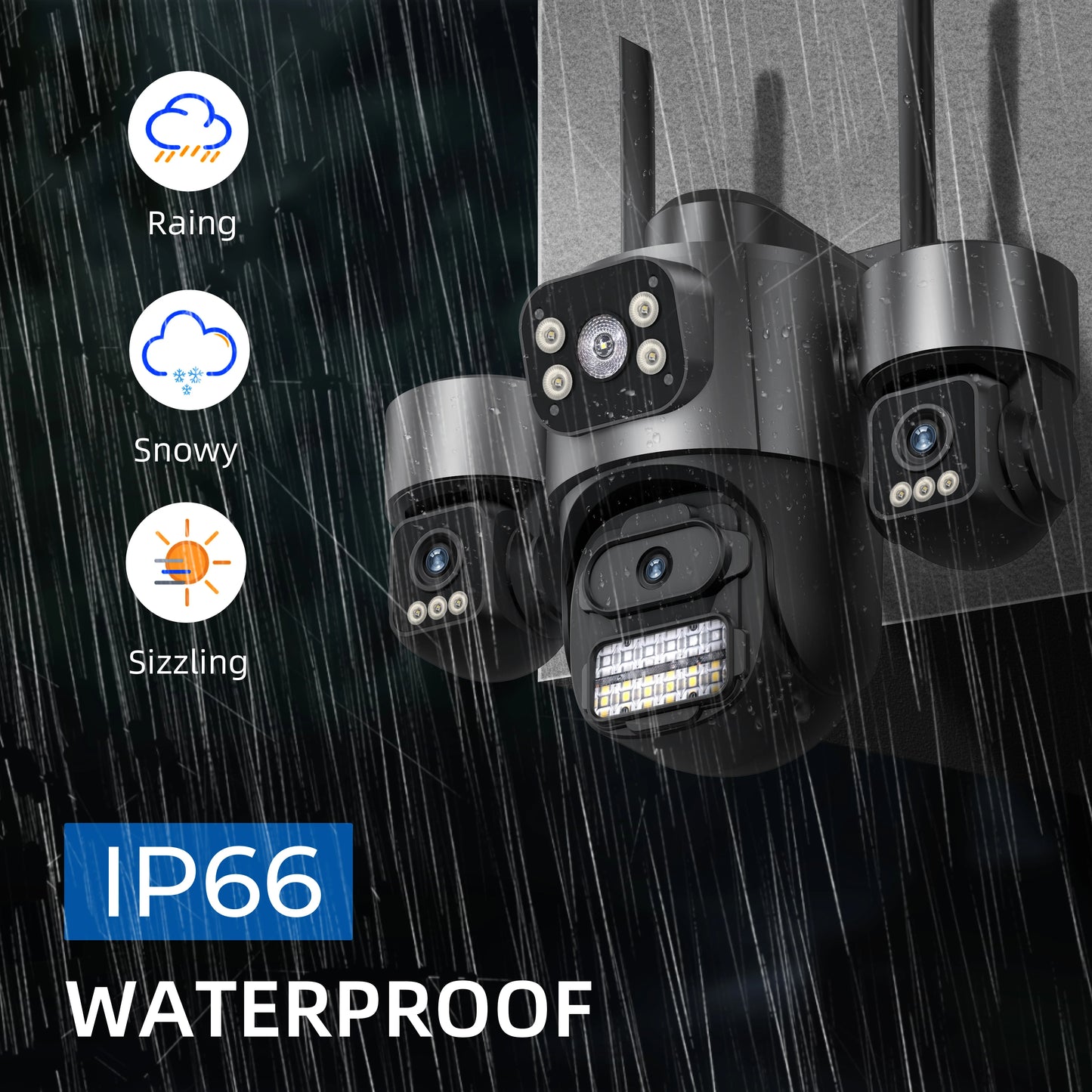 iCsee Wifi Security Camera Outdoor Three Lens Three Screens CCTV Night Vision Human Detection Tracking Surveillance Camera