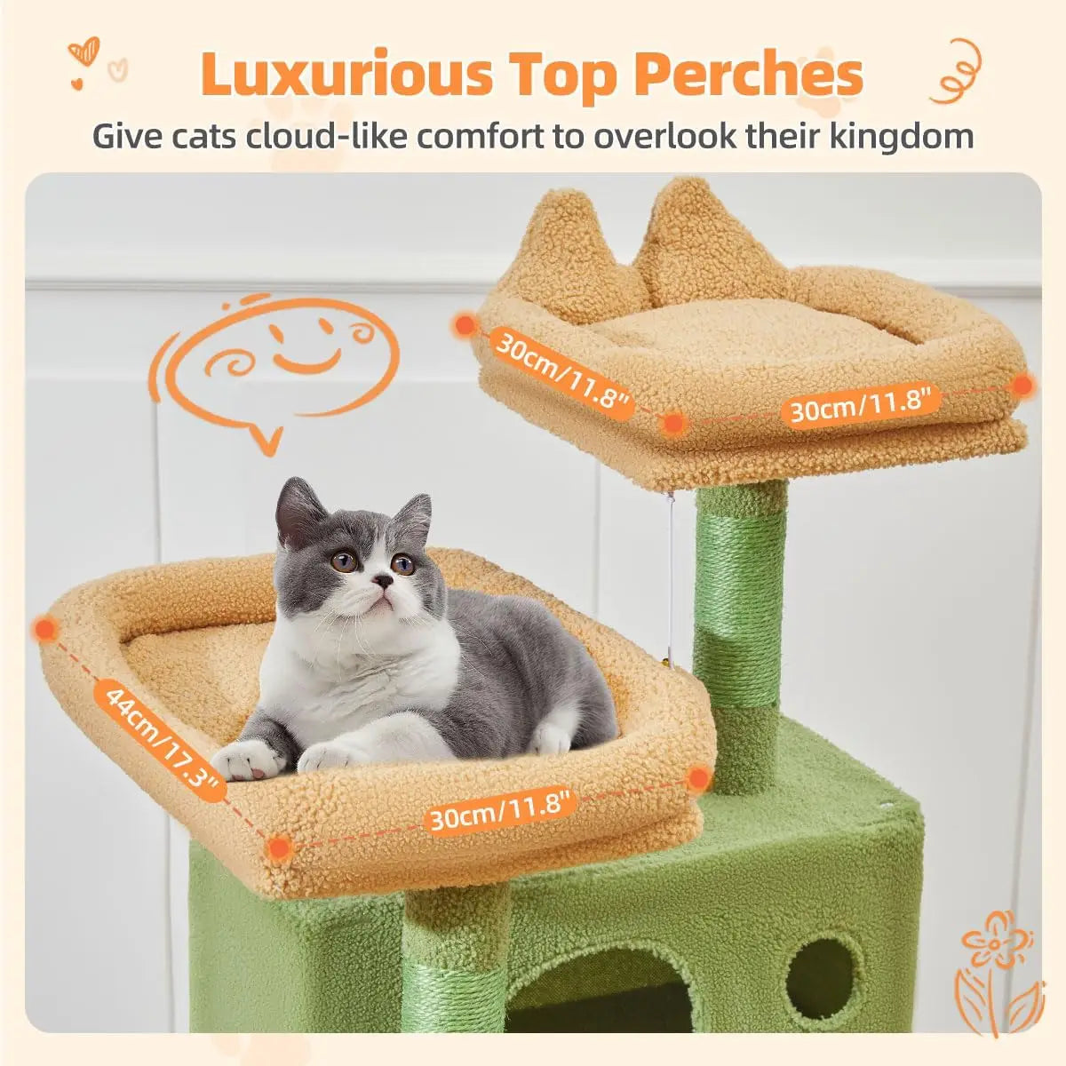71-Inch Cat Tree for Large Indoor Cats, Multi-Level Cat Tower with 8 Scratching Posts, Hammock & 2 Perches