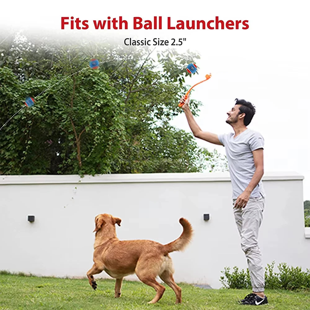 OUZEY 4Pcs/Set Pets Dog Squeaky Tennis Ball Toys Bite Resistant High Bounce Sound Rubber Ball for Small Medium Dogs Training Toy