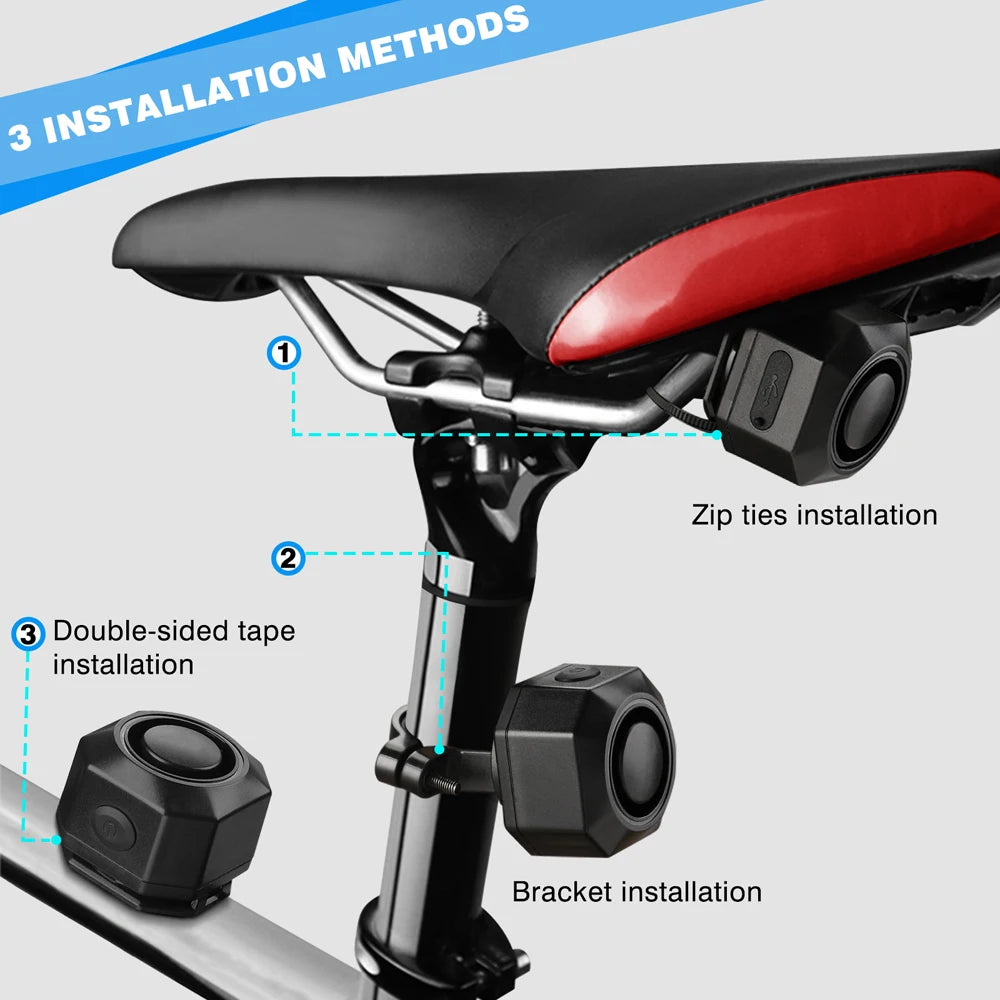 USB Charge Bike Alarm Wireless Bicycle Vibration Motion Sensor Alarm Remote Control Motorcycle Alarm Security Protection