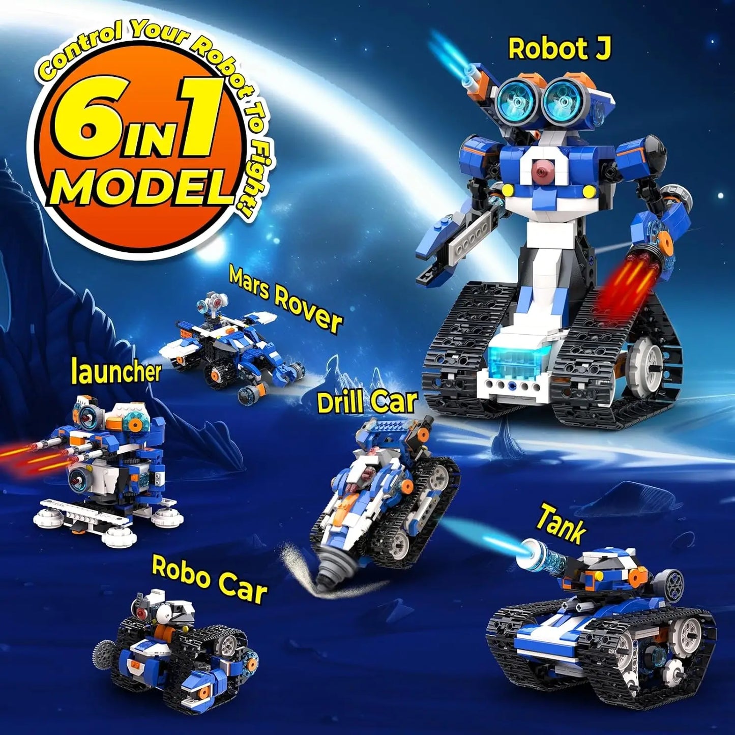 Apitor STEAM Robot Toy 6-in-1 Robot Building Kit for Boys Age 8-12 Remote Control Coding Toys Educational Robotics Gift for Kids