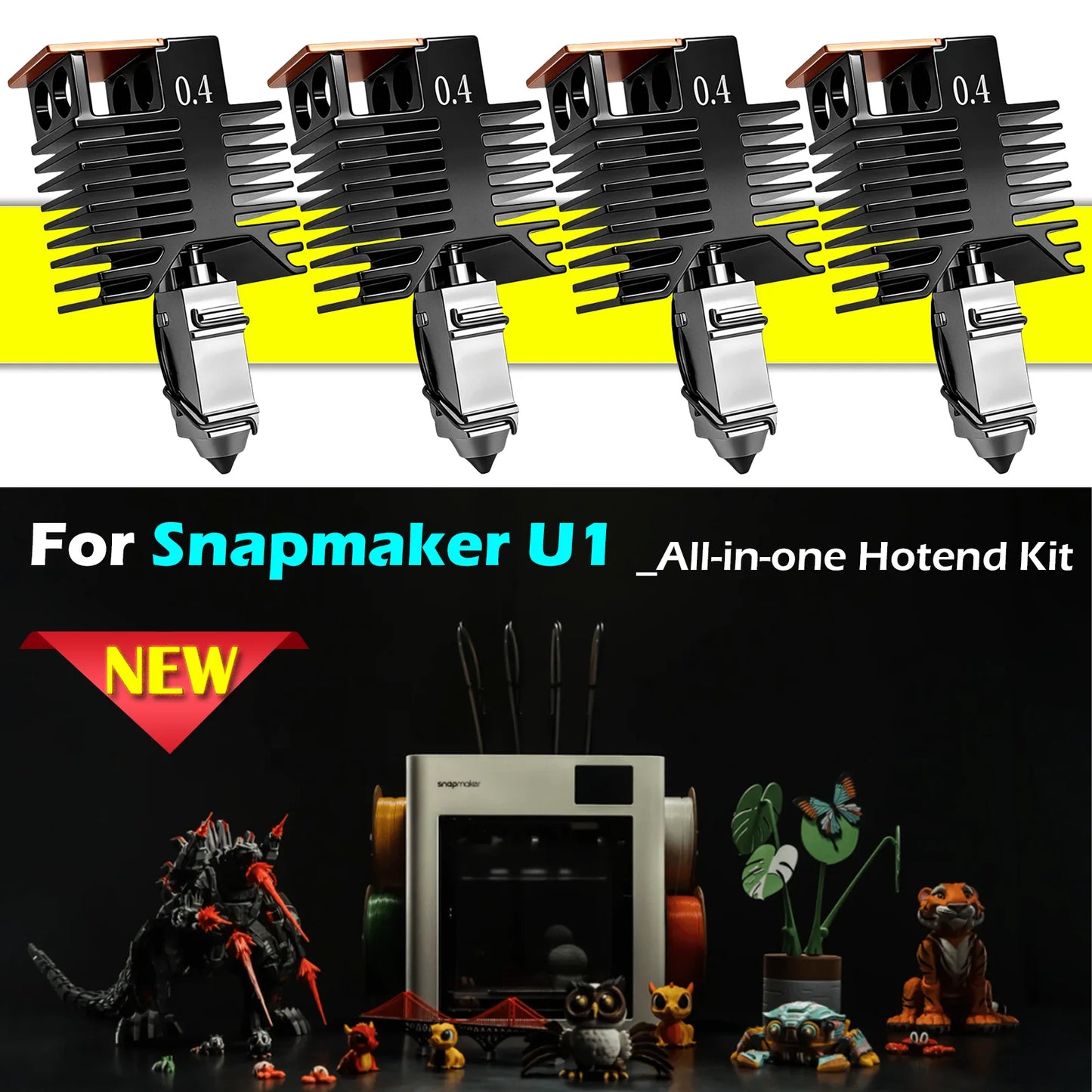 Latest release 0.4mm Hotend For U1 Upgraded Hardened Steel Nozzle For Snapmaker U1 Hot End 3D Printer Heating Block Accessories